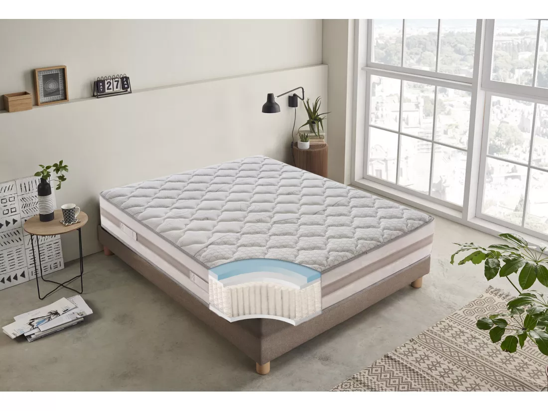 Matelas à 800 Ressorts Ensachés - Hauteur 25 Cm - 9 Zones De Confort Modèle Relax 90x190 cm