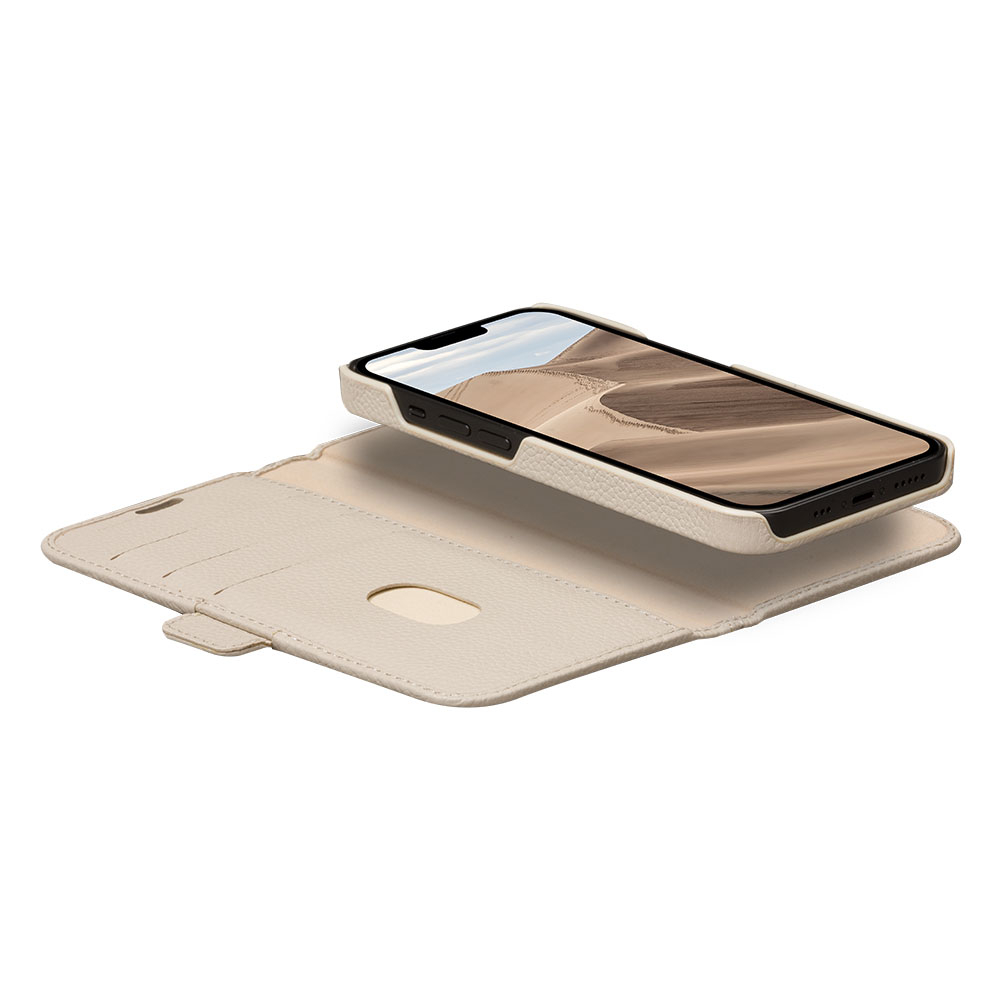 iPhone 13 2in1 Book Cover Echtleder Tasche mit RFID Schutz New York (NY61SADU5575) - Sand Dune