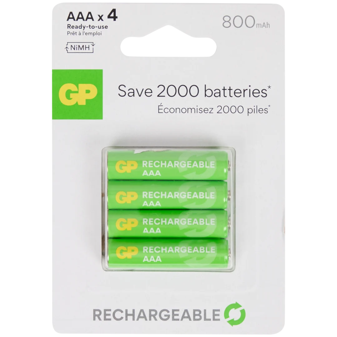 GP oplaadbare batterijen AAA 4 stuks | 800 mAh