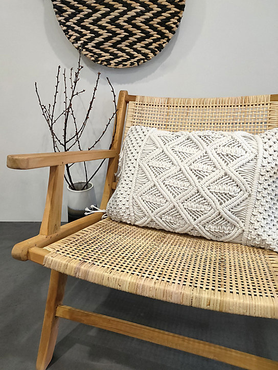 Coussin Macrame blanc Ornami L.60 x l.40 cm