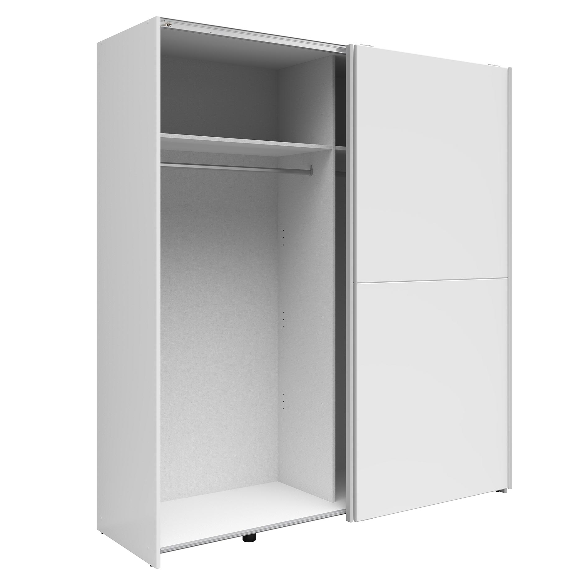 Schwebetürenschrank - weiß - 2 Kleiderstangen - 170 cm