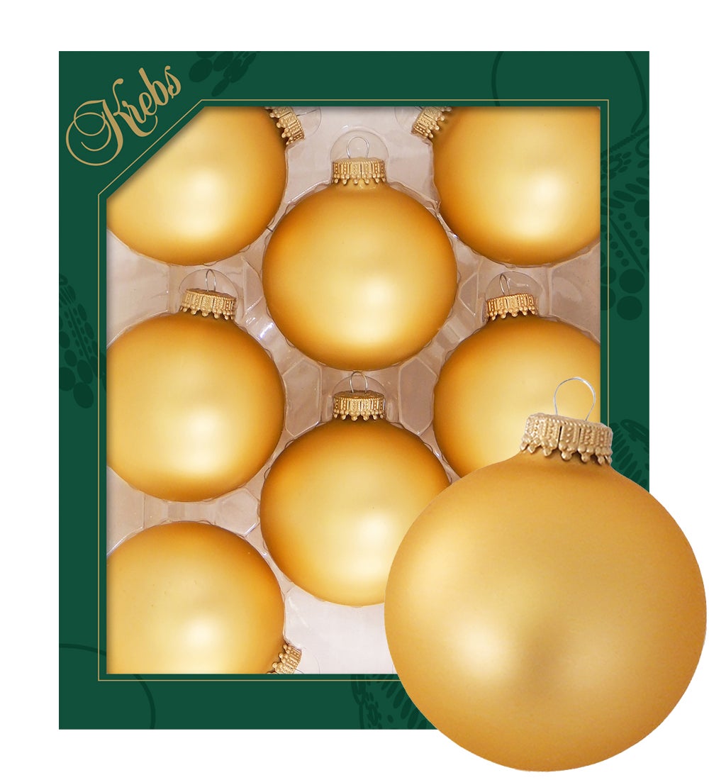 Honinggouden matte glazen ballen van 7 cm, effen, 8 stuks, kerstballen, kerstversieringen, kerstversieringen voor de kerstboom