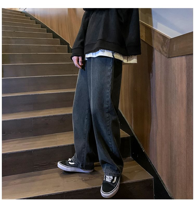 Priam - Mid Rise Washed Wide Leg Jeans