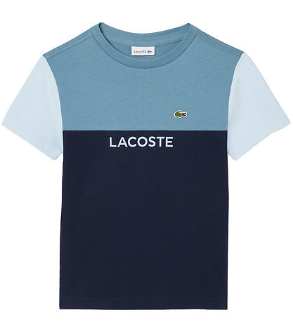Lacoste T-Shirt - Kalkstein/Rill-Navy/Blue m. Logo