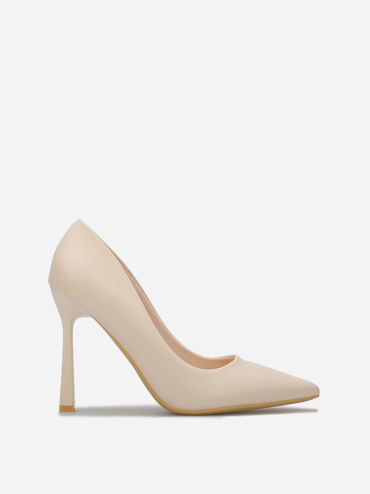 Stilettos pointus à talon verni- Beige