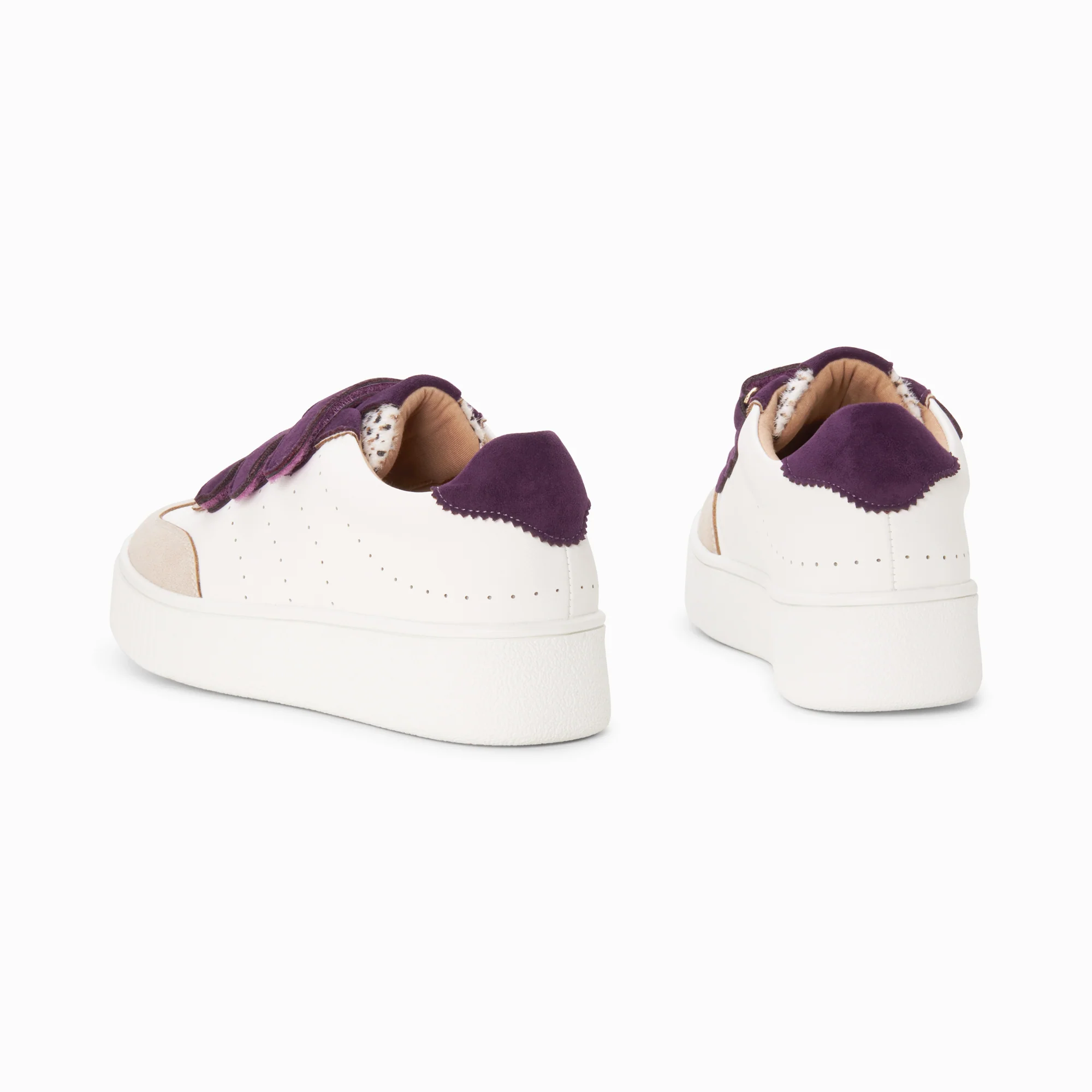 Sneakers-Baskets Marie blanc et violet à scratchs