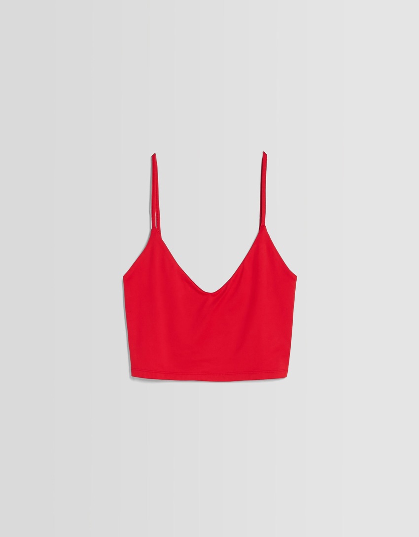 Top cropped de alças finas