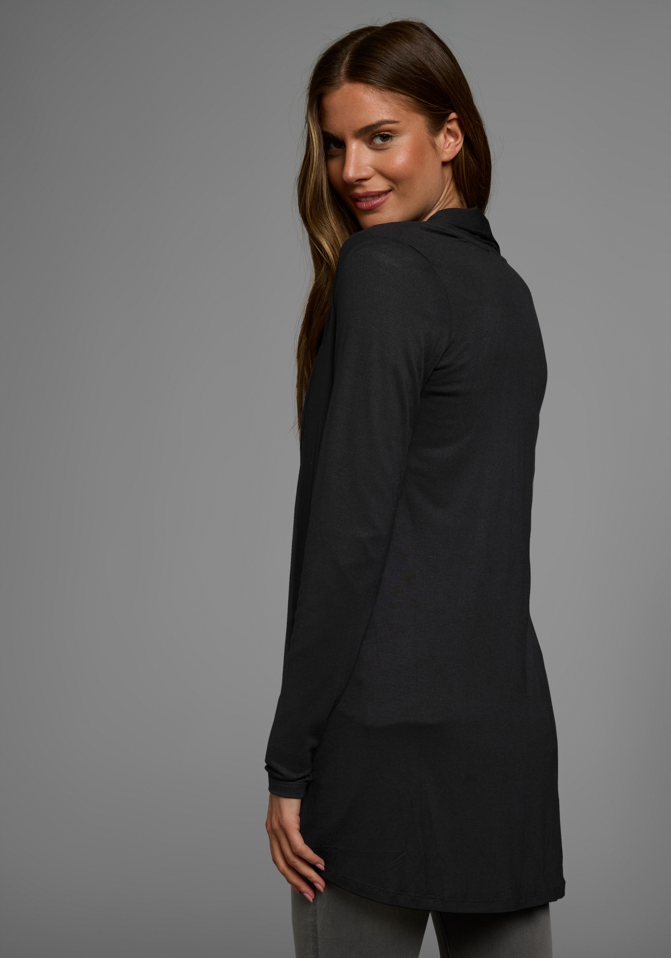 Boysen's Shirtjacke , Langarm,  mit Schalkragen,  aus elastischem Jersey