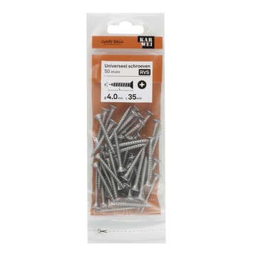 KARWEI unischroef platkop rvs 4x35 mm (50 stuks)
