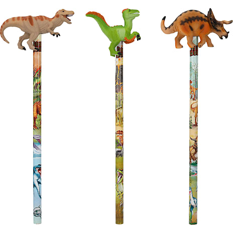 Dino World blyant med dino top - assorteret