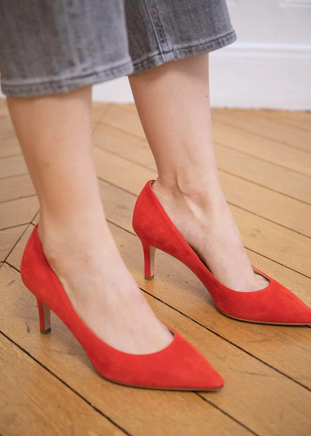 ESCARPIN RABELAIS VELOURS ROUGE