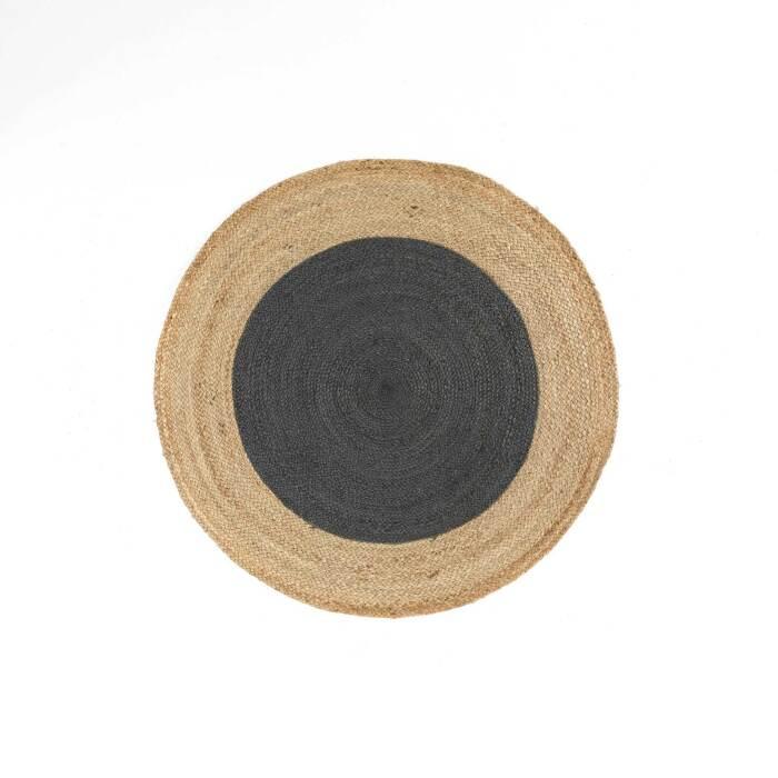 TAPIS ROND D.120CM JUTE BICOLORE NAPOLI ANTHRACITE