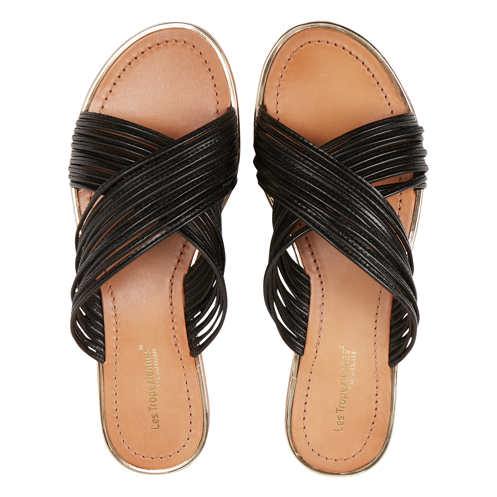 HALLOA - Mules plates en cuir| Noir