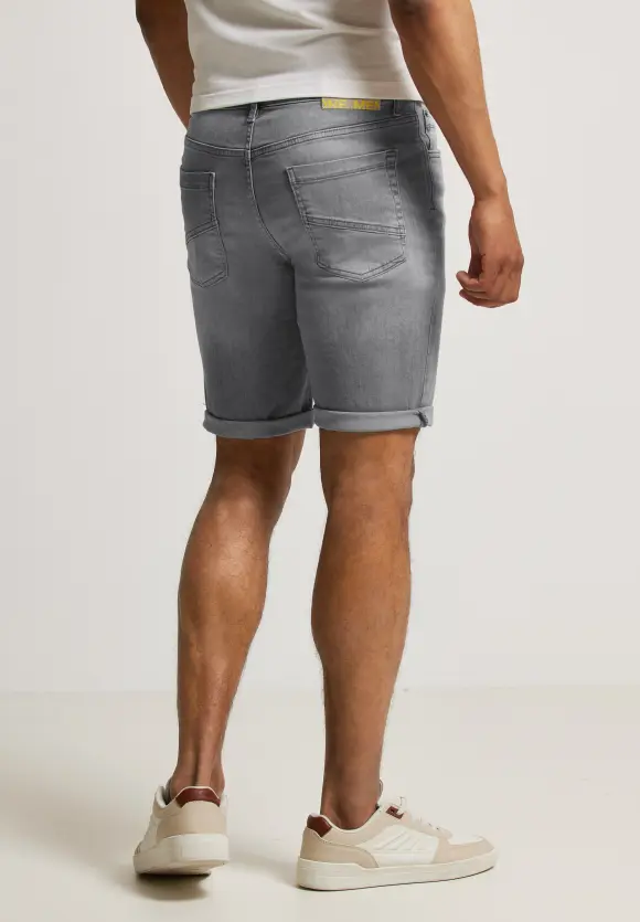 Regular Fit Jeans Bermuda - grey denim random wash