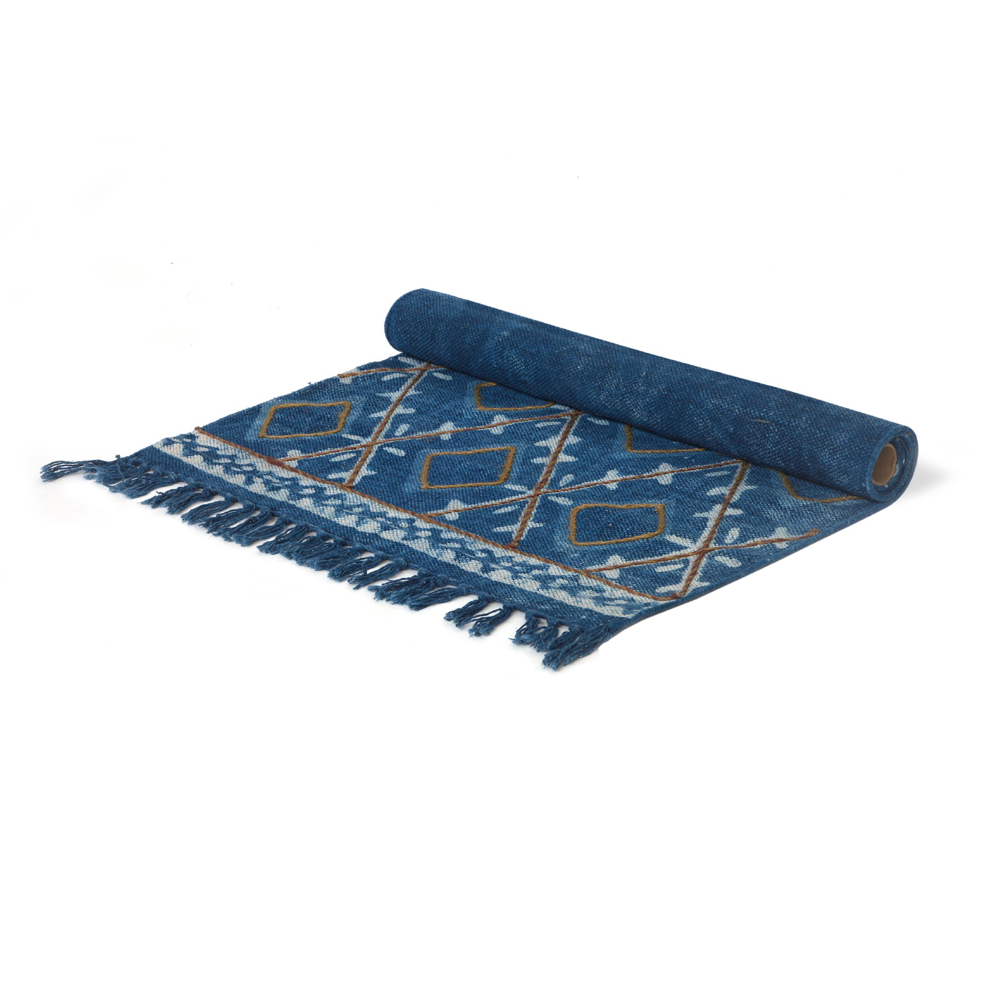Mini-Rug 'Eluru', weiß, blau, T 60 cm, B 90 cm von fischer's lagerhaus