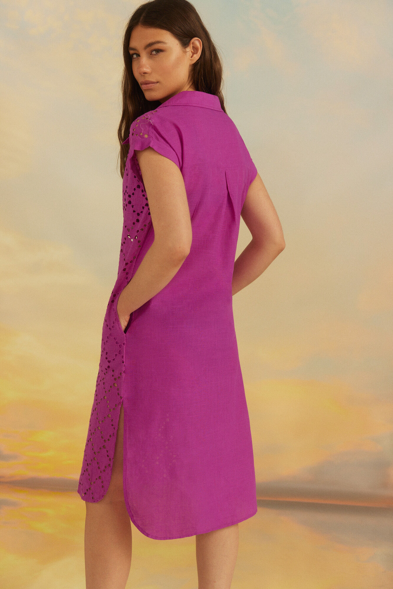 Caftan com borda larga - Morado