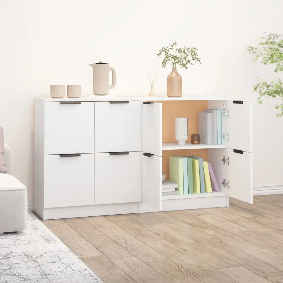 vidaXL - Dressoir - Wit - Bewerkt hout - 2 stuks