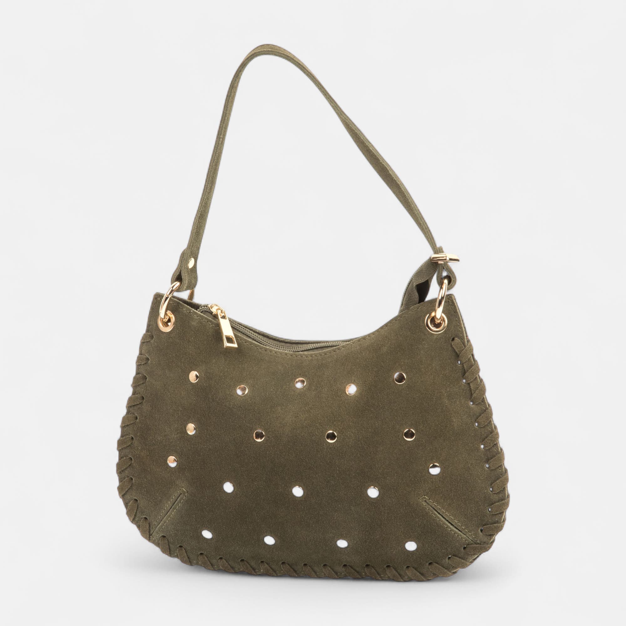 Sac bandoulière en cuir kaki