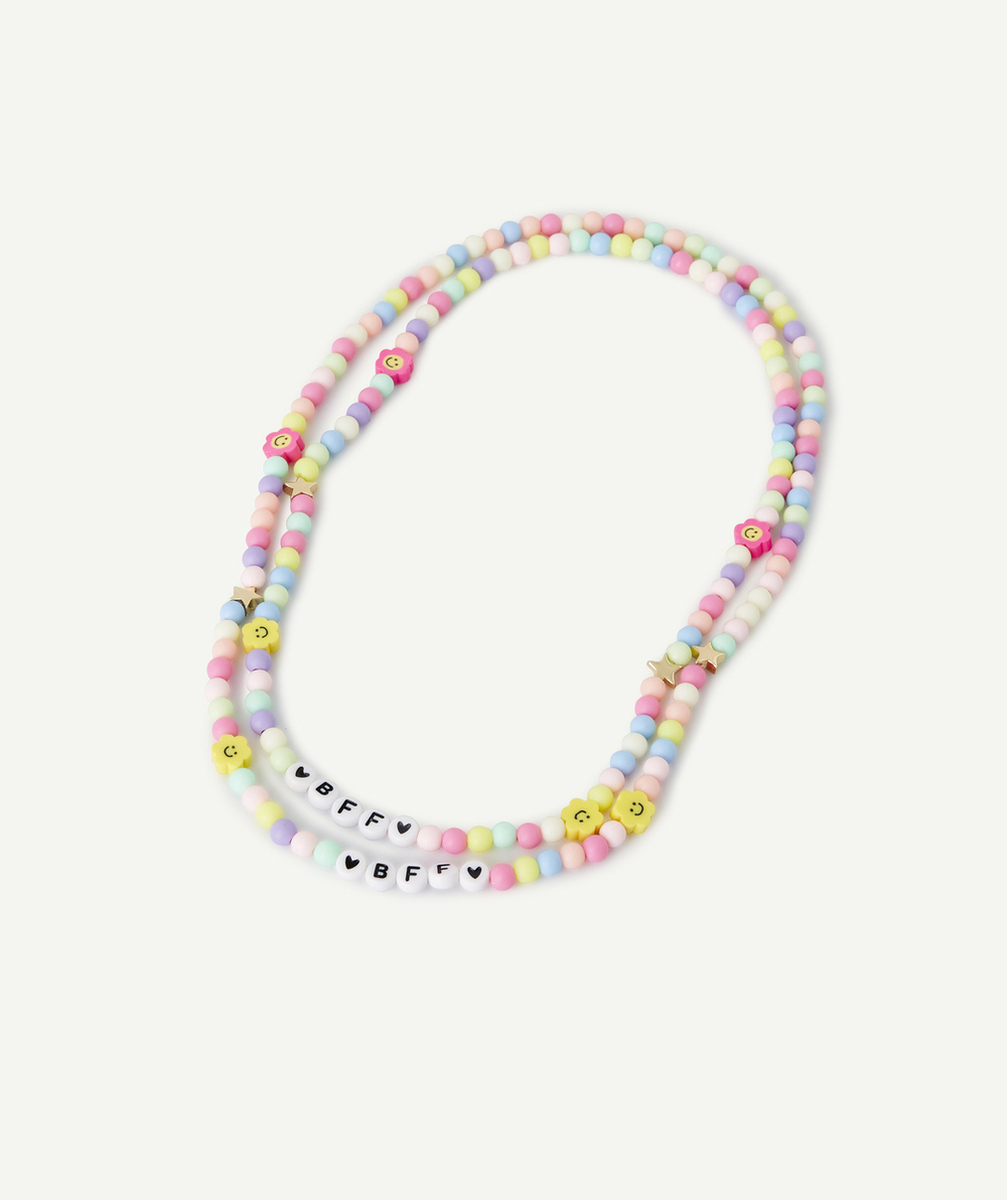 LOT DE 2 COLLIERS D'AMITIÉ FILLE AVEC PERLES COLORÉES