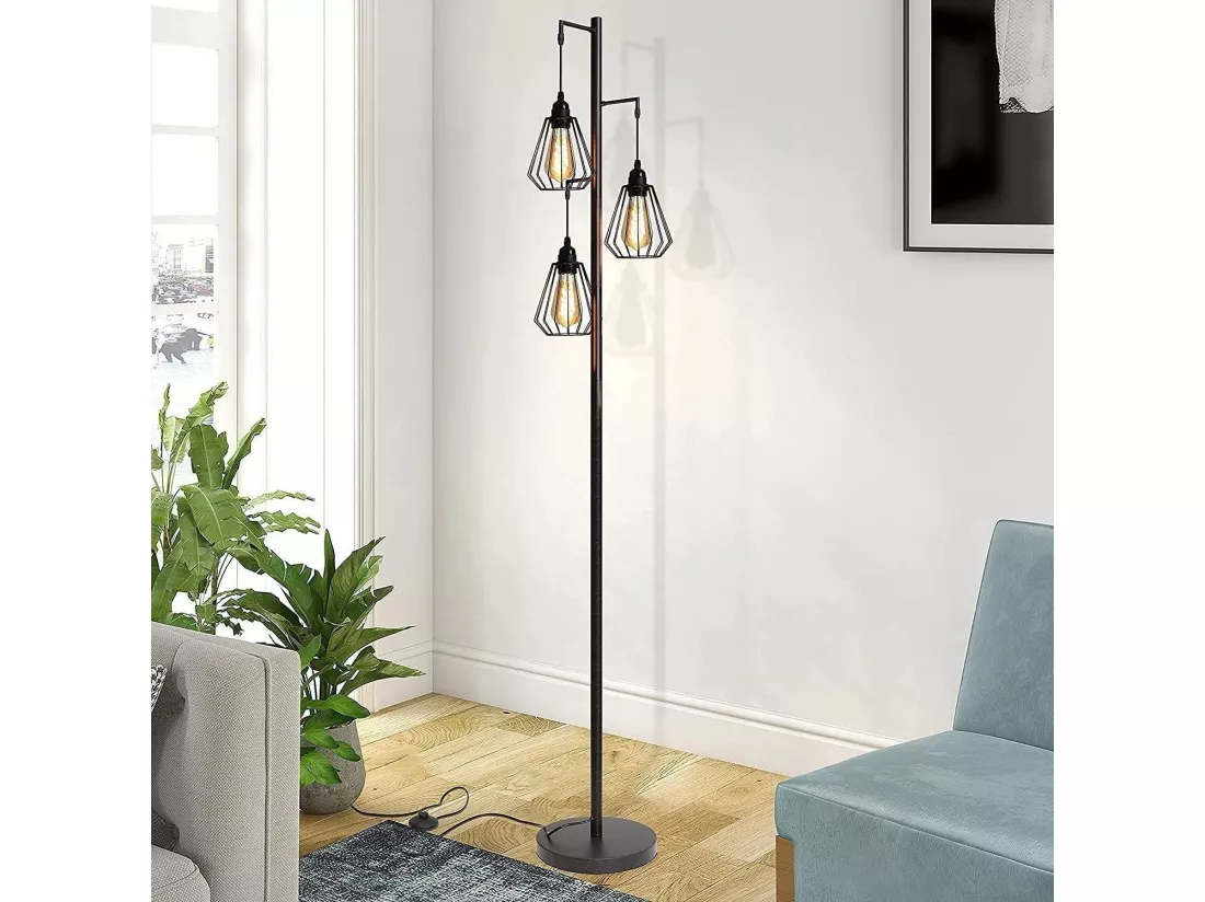 NETTLIFE Lampadaire Salon Lampadaire Vintage Noir - Vintage E27 Design Lampadaire Industriel 163CM Métal Chambre Lampadaire