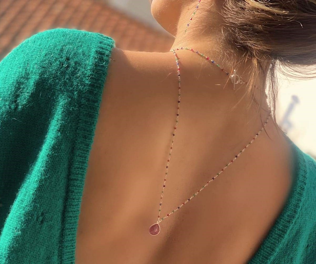 Collier bijou de dos/recto verso Iyengar argent