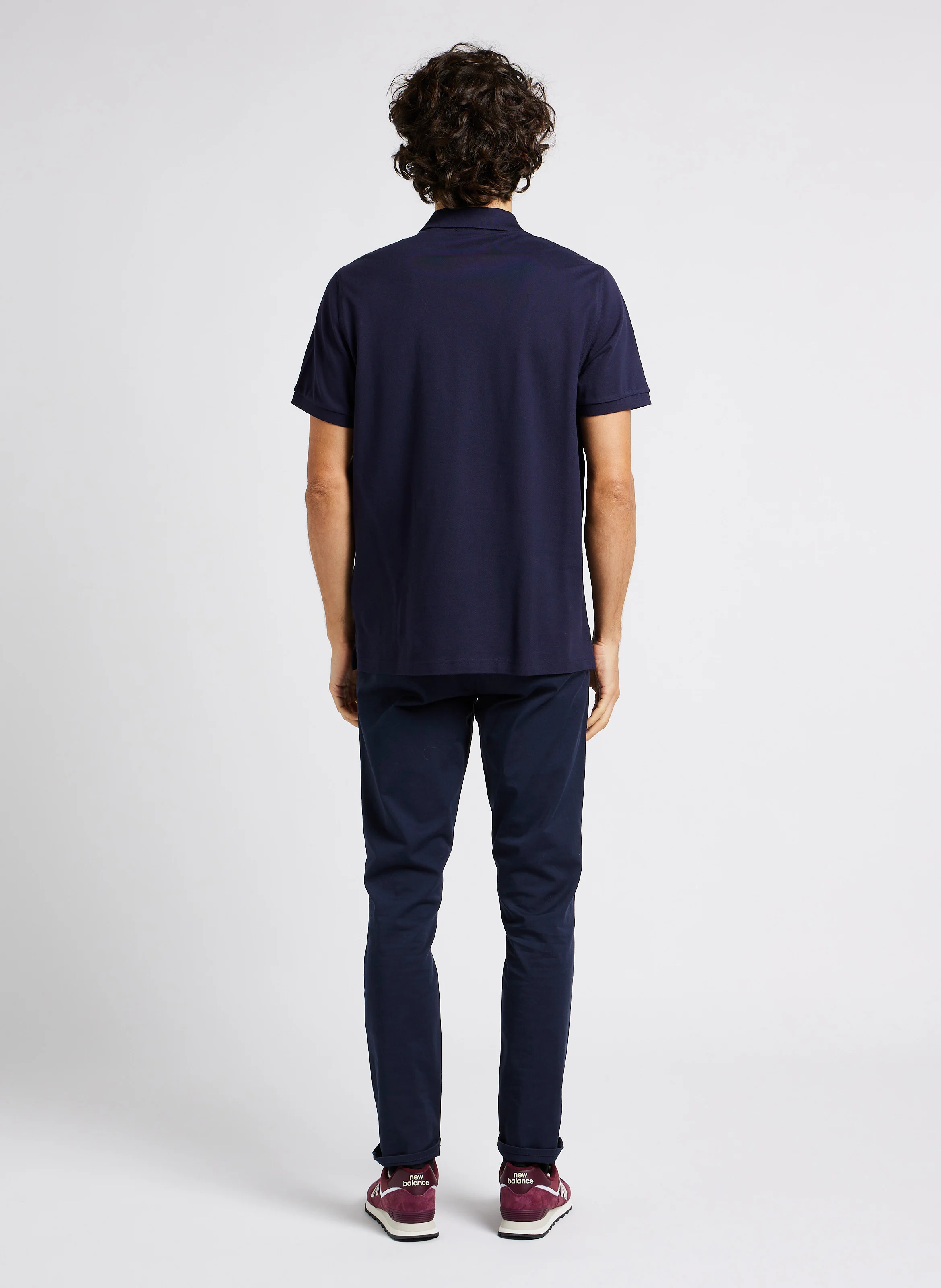 Polo col classique droit en coton| Bleu