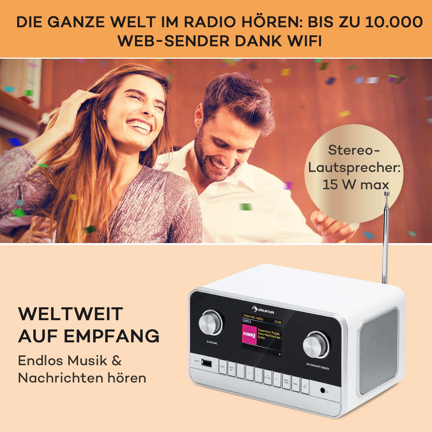 Connect 100 MKII Internetradio Mediaplayer Bluetooth DAB/DAB+ App-Control Weiß
