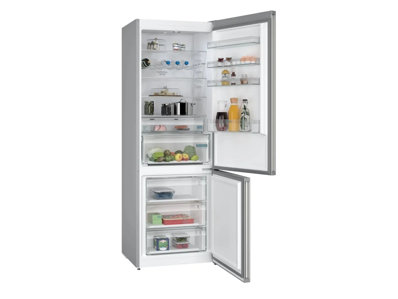 Siemens iQ300 KG49NXIBF - Køleskab/fryser - bund-fryser - bredde: 70 cm - dybde: 66.7 cm - højde: 203 cm - 440 liter - Klasse B - rustfrit stål