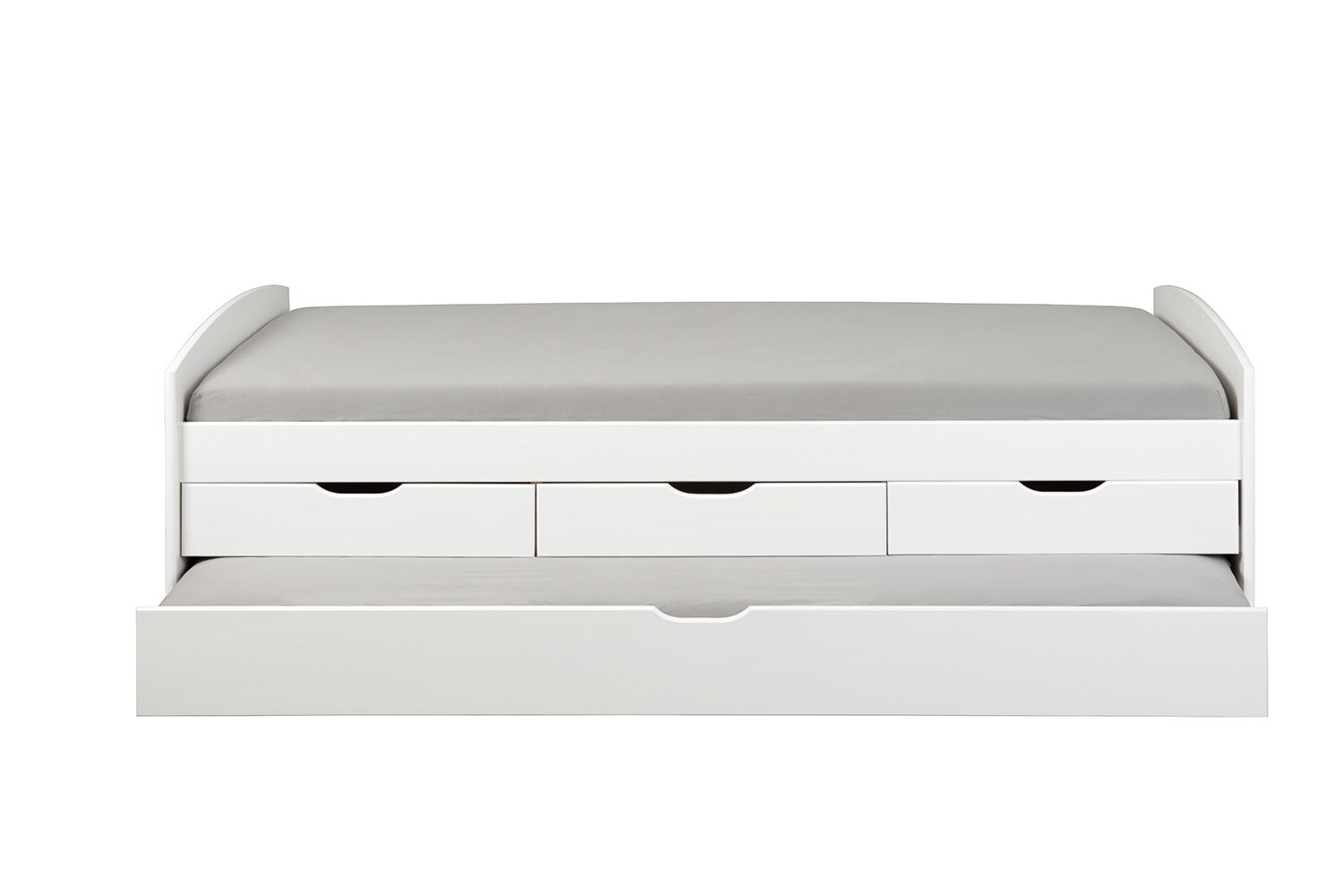 Inter Link Funktionsbett All-in-One 90x200 cm – Kiefer Massivholz - Weiß lackiert