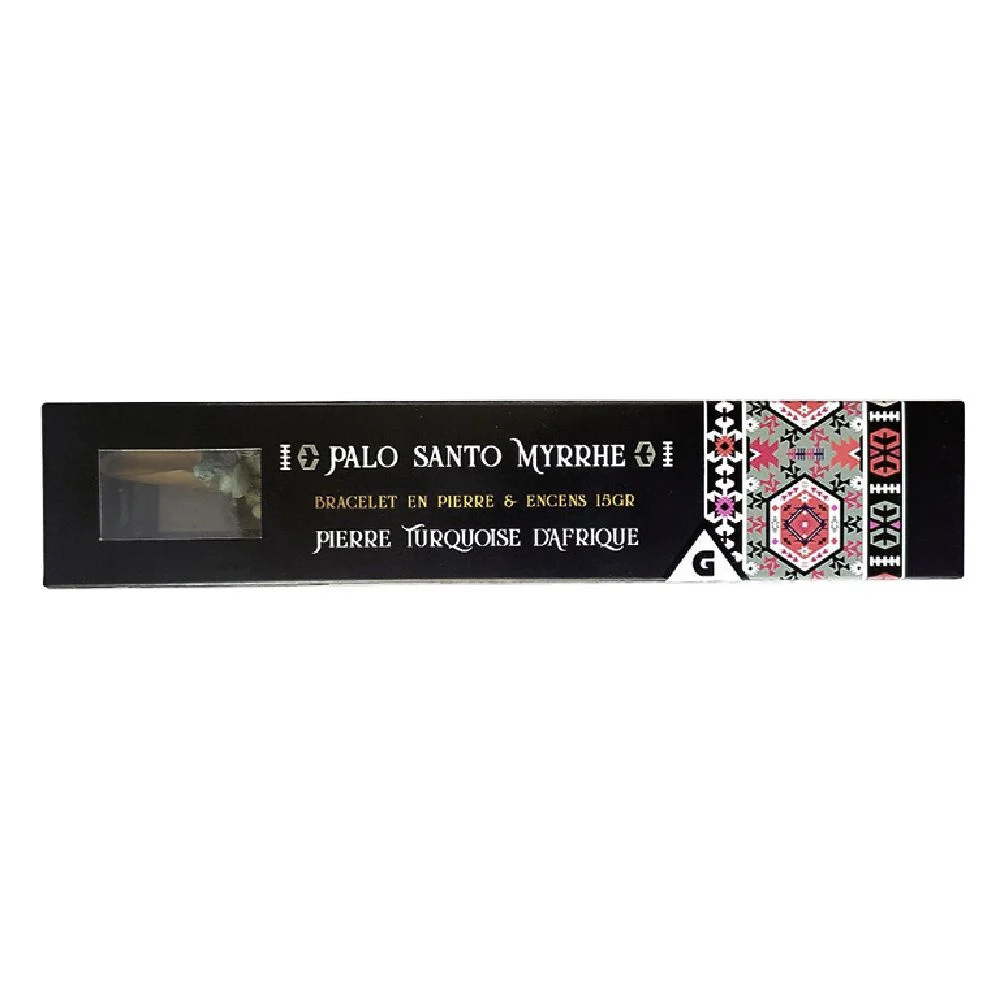Coffret encens bois sacré PaloSanto avec bracelet de pierre naturelle