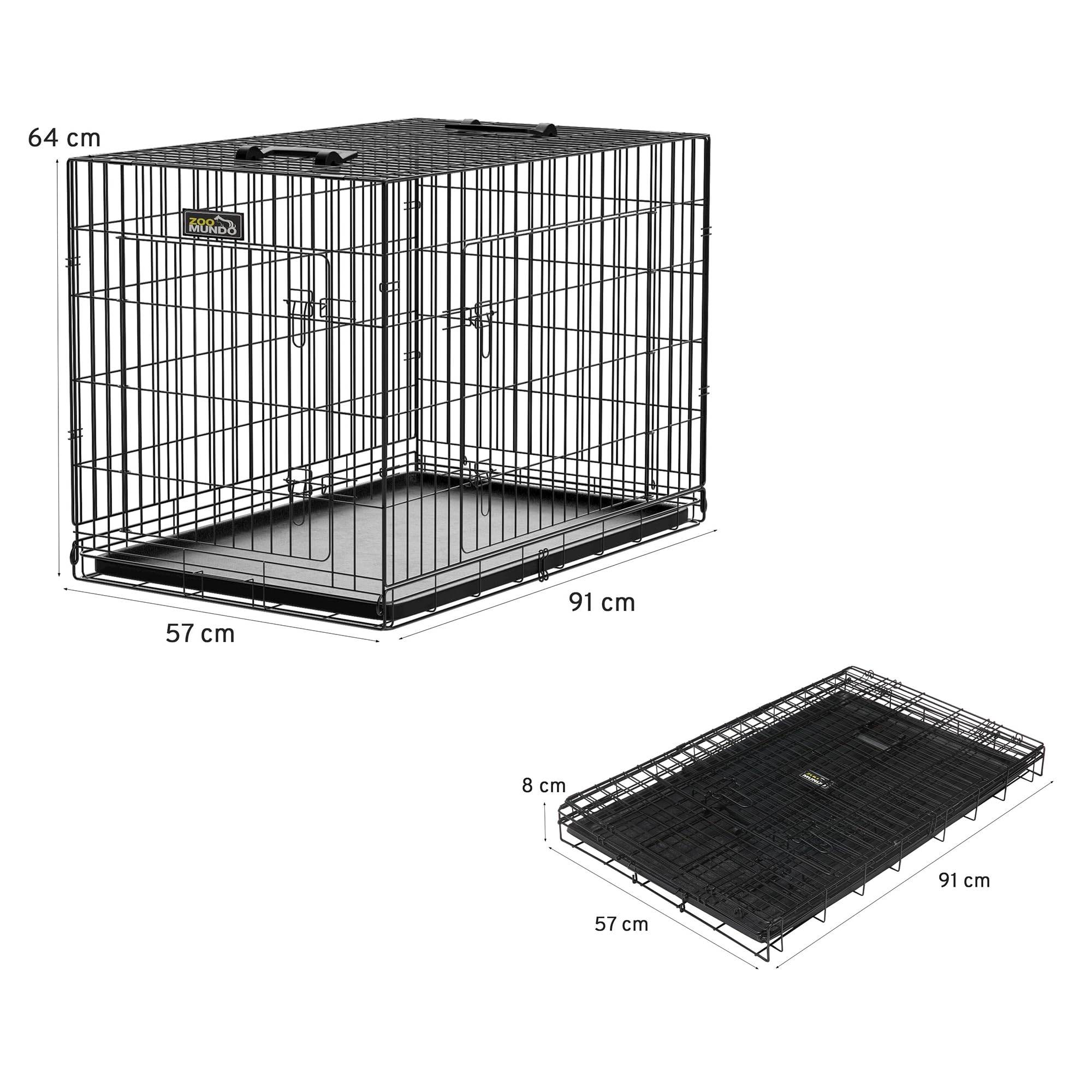 zoomundo Faltbarer Tierkäfig / Transportbox - Größe L - BLACK EDITION