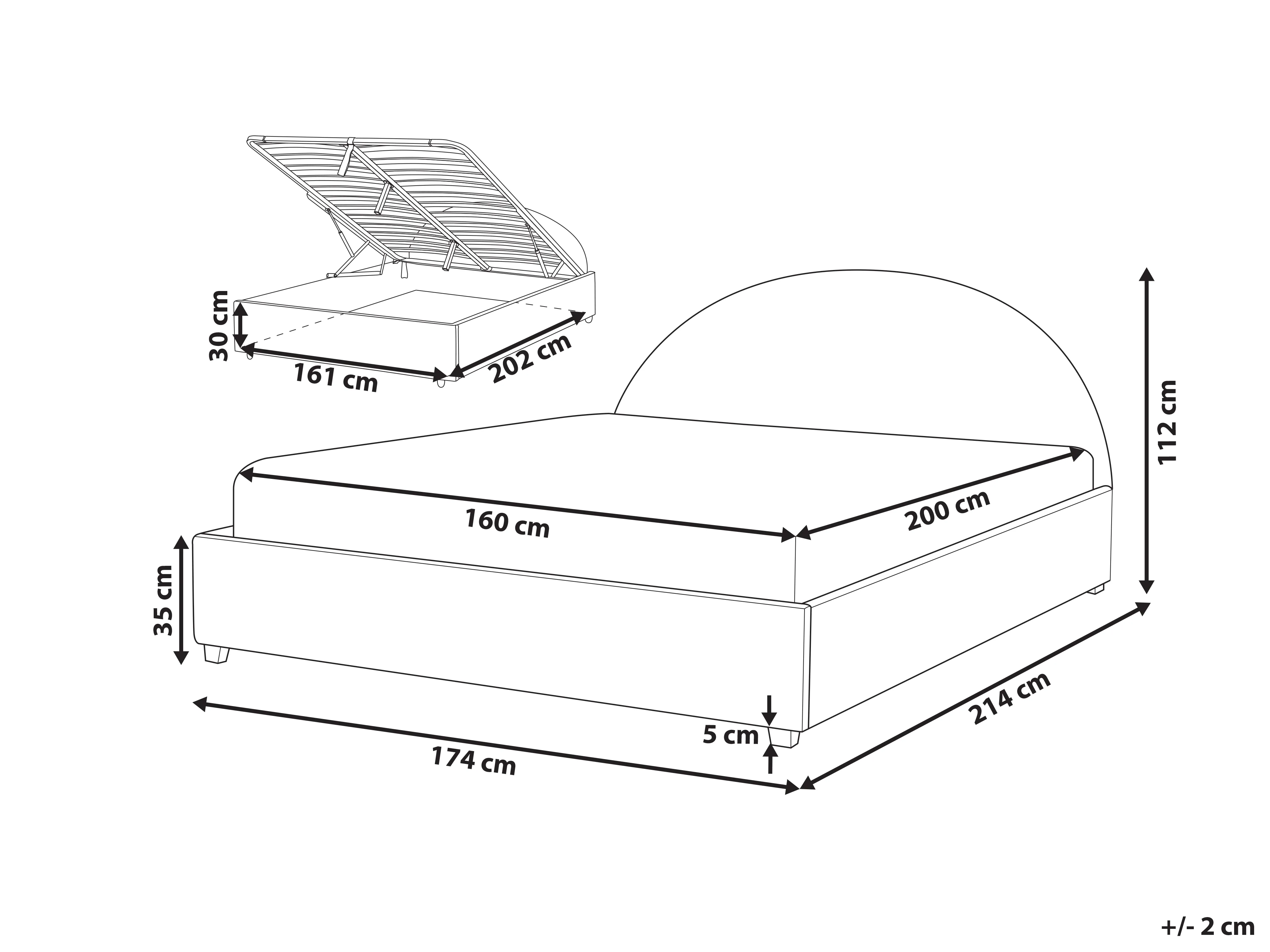 Bed met opbergruimte Bouclé VAUCLUSE 160 x 200 cm Gebroken wit