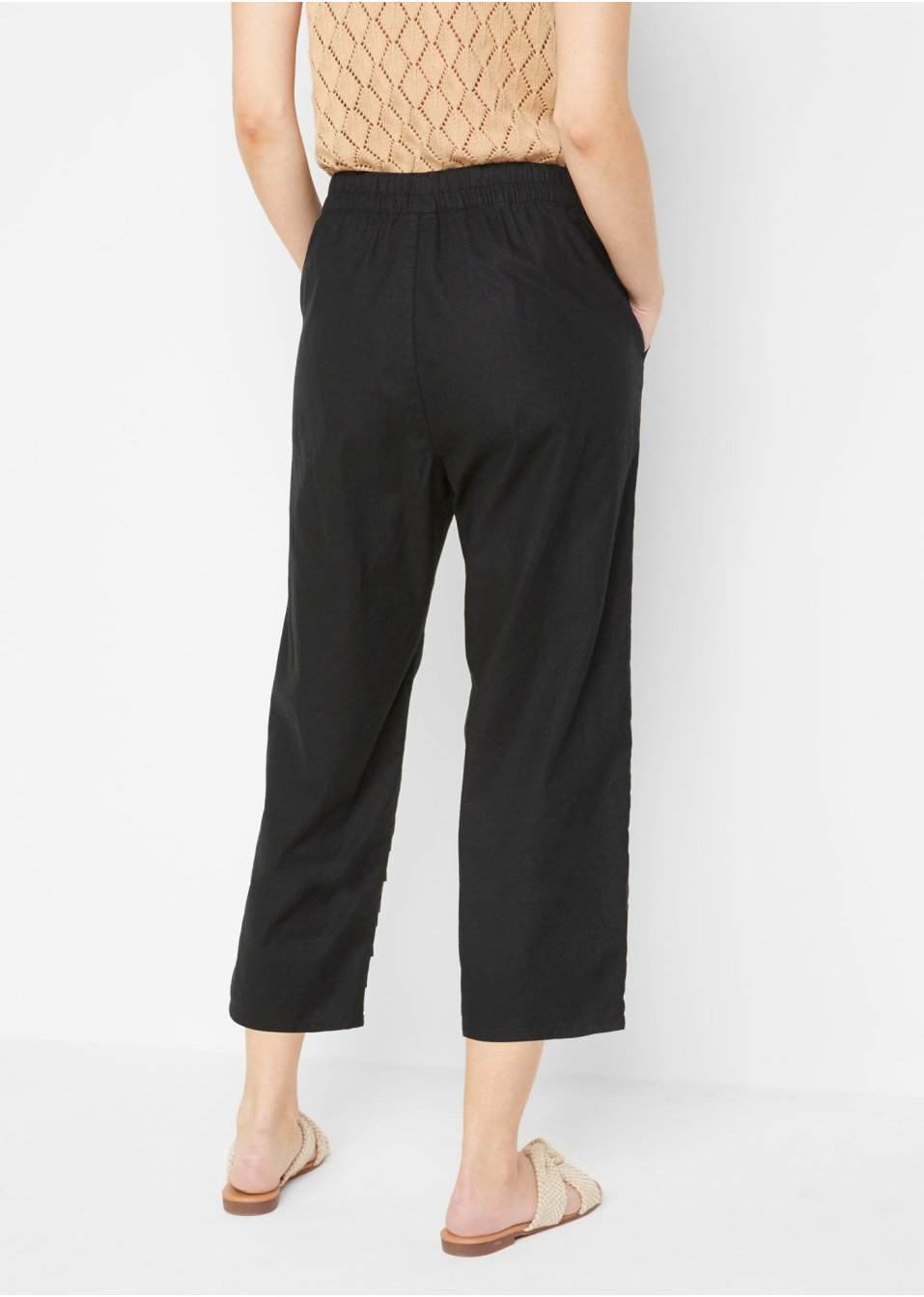 Pantalon 7/8 avec lin majoritaire et taille confortable