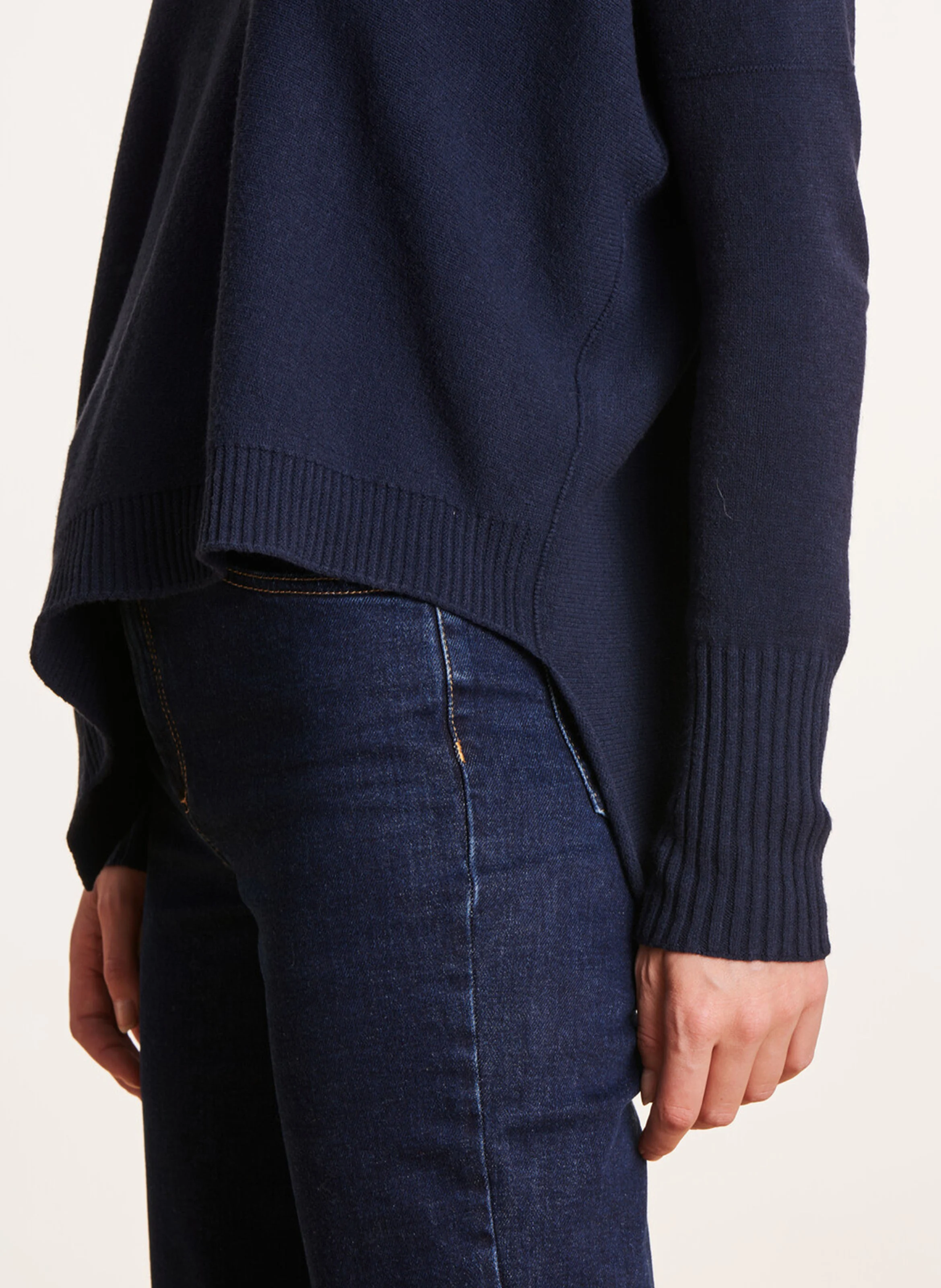 Pull col V en laine mélangée | Bleu