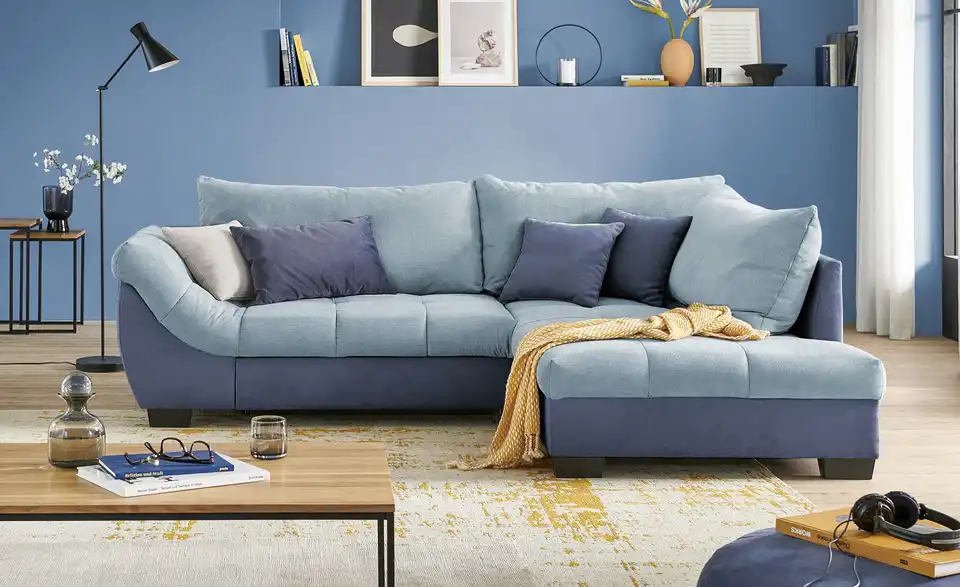 Ecksofa Krissy Taubengrau, Marineblau rechts
