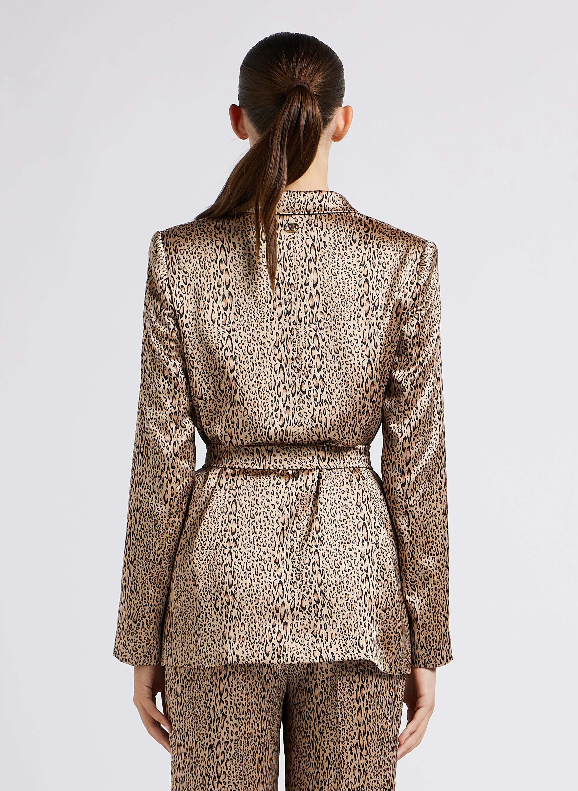 Veste de tailleur à imprimé léopard | Marron