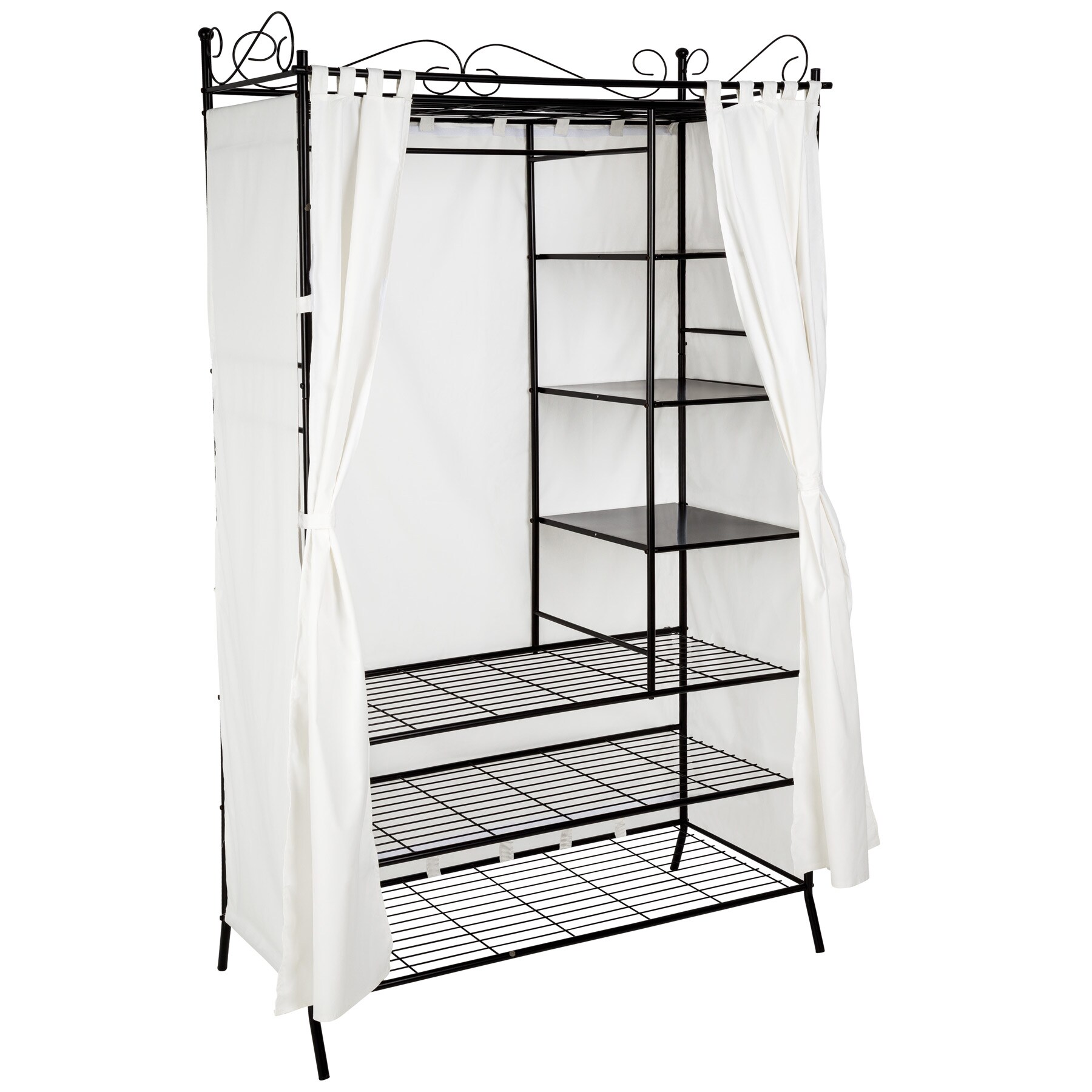 tectake® Metall-Garderobenschrank, 3 große und 3 kleine Fächer, Stahlgestell mit Verzierungen, 112 x 207 x 57 cm