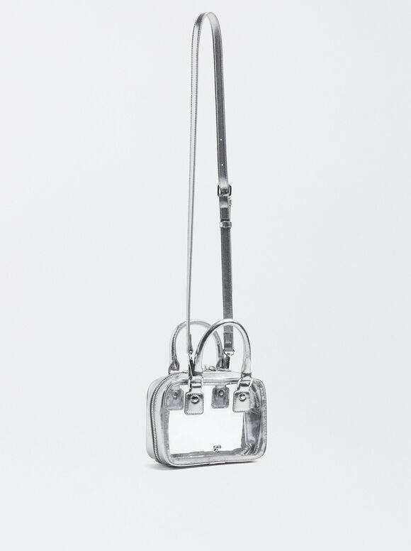 Bolsa transversal transparente - Prateada