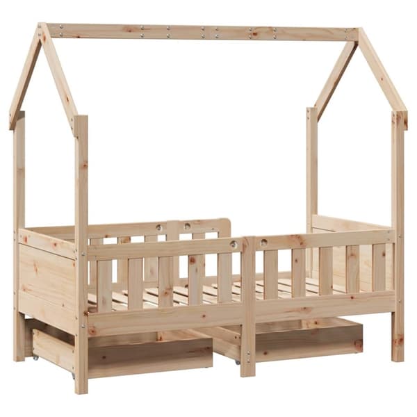 vidaXL Barnesengeramme med skuffer 70x140 cm heltre furu
