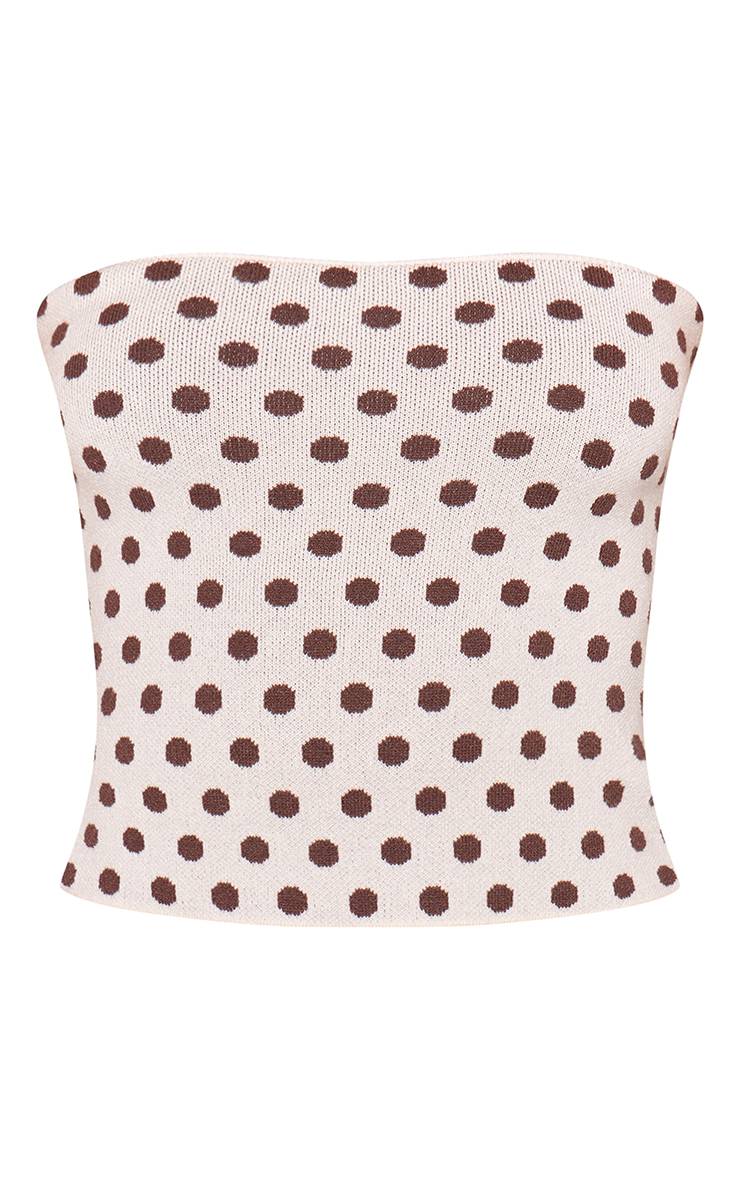 Marron Haut En Maille À Pois Avec Encolure Licou