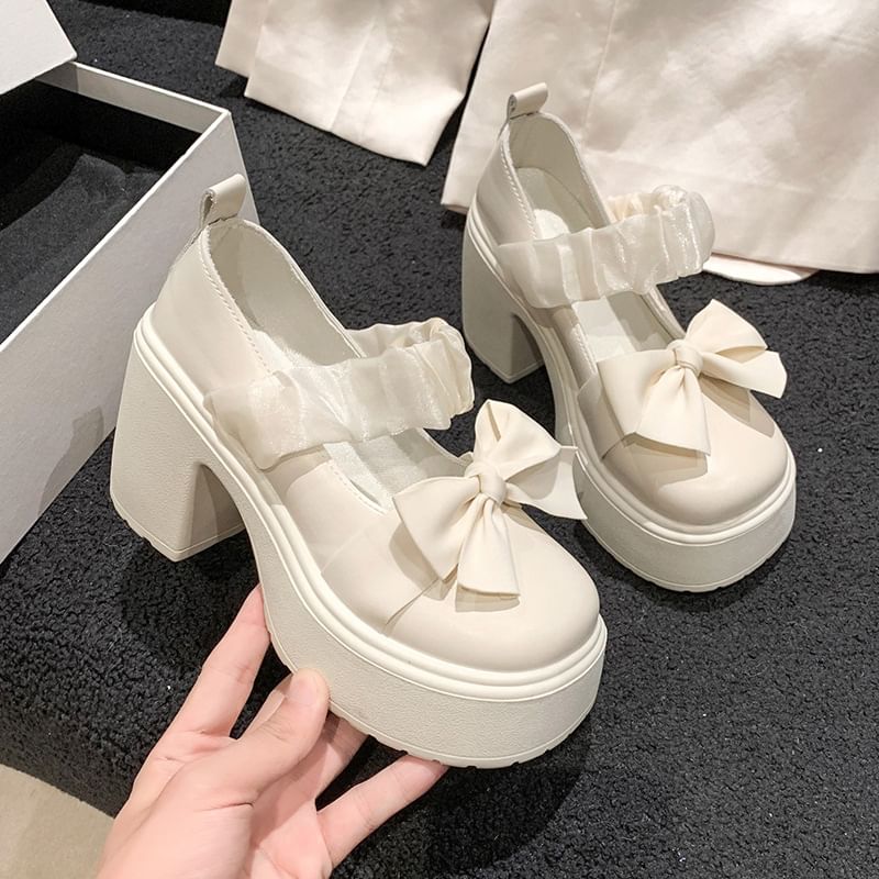 Silverslyre - Mary Jane pumps met hoge hak en strik