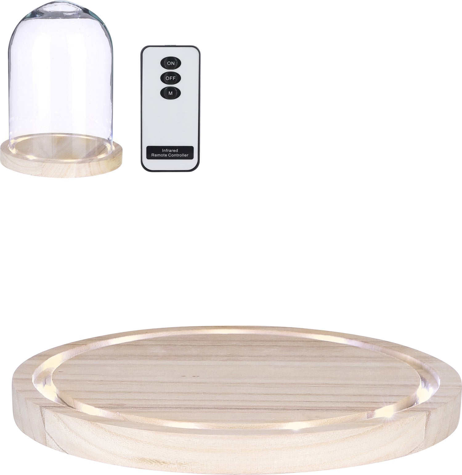 Mica Decorations onderzetter voor stolp D 24 H 2 cm met 11 lampjes warm wit