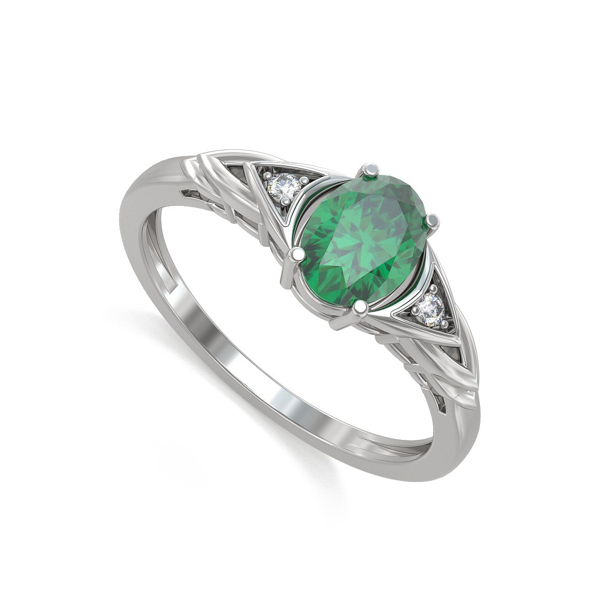 Bague ADEN Emeraude et diamants sur Argent 925 2grs