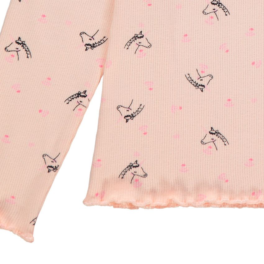 T-shirt manches longues côtelé imprimé all-over - Rose