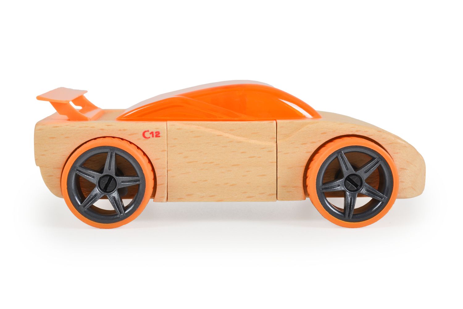 Moni Spielzeugautos Mini aus Buchenholz verschiedene Modelle, ab 4 Jahre orange