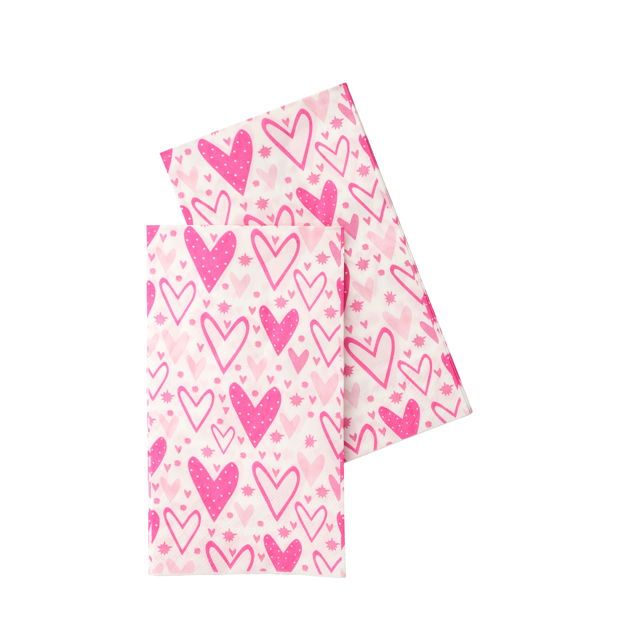(20er Set) 33x40cm Valentinstag Einweg Servietten Party Tisch Dekoration Herz Design - Weiss / Pink