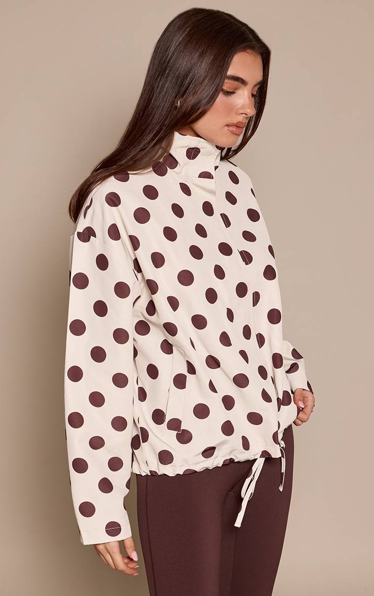 White Polkadot Coupe-vent Boutonné À Pois