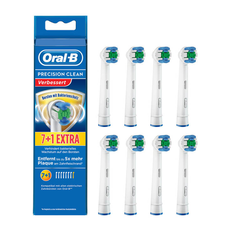ORAL B Aufsteckbürsten Prec.Clean Bakteriensch.7 + 1, 8 St