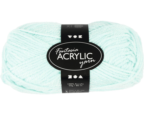 Acryl garen, mintgroen, lengte: 80 m, 3-draads