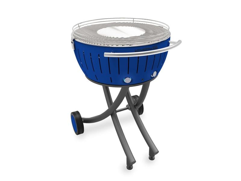 LotusGrill Holzkohlegrill XXL Tiefblau Rauchfreier Holzkohle-Grill für Garten und Balkon
